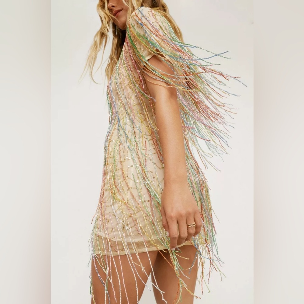 Tassel Beaded Mini Shift Dress - Picture 3 of 4